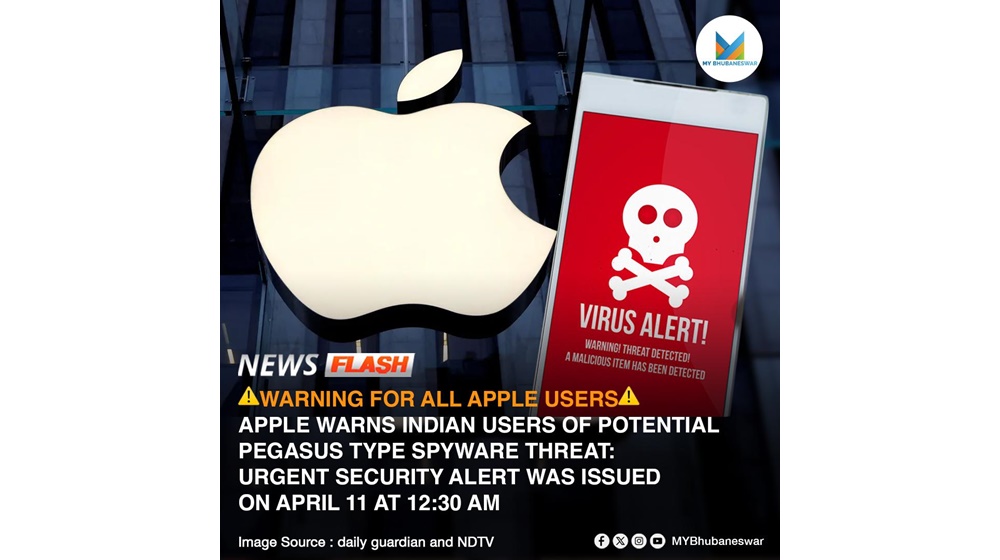 ⚠️WARNING FOR ALL APPLE USERS⚠️                                                                                                          APPLE WARNS INDIAN USERS OF POTENTIAL PEGASUS TYPE SPYWARE THREAT: URGENT SECURITY ALERT WAS ISSUED ON APRIL 11 AT 12:30 AM