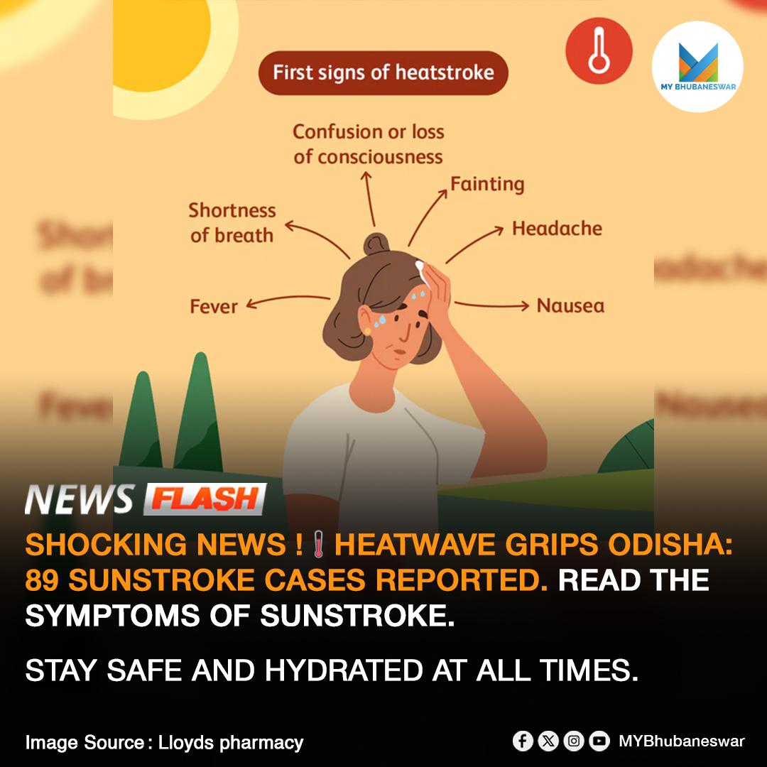 SHOCKING NEWS !🌡️HEATWAVE GRIPS ODISHA: 89 SUNSTROKE CASES REPORTED. READ THE SYMPTOMS OF SUNSTROKE.STAY SAFE AND HYDRATED AT ALL TIMES.