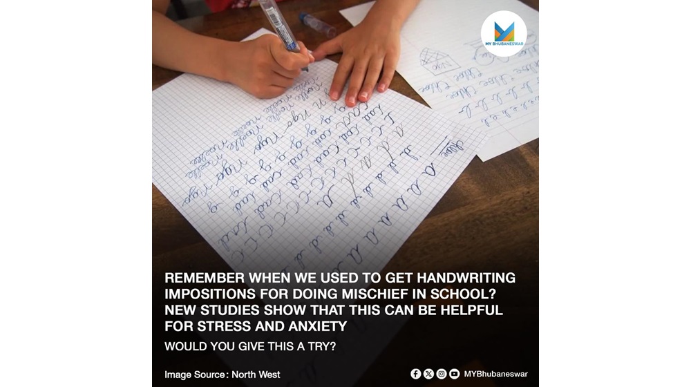 REMEMBER WHEN WE USED TO GET HANDWRITING IMPOSITIONS FOR DOING MISCHIEF IN SCHOOL? NEW STUDIES SHOW THAT THIS CAN BE HELPFUL FOR STRESS AND ANXIETY. IMAGE- North WestWOULD YOU GIVE THIS A TRY?