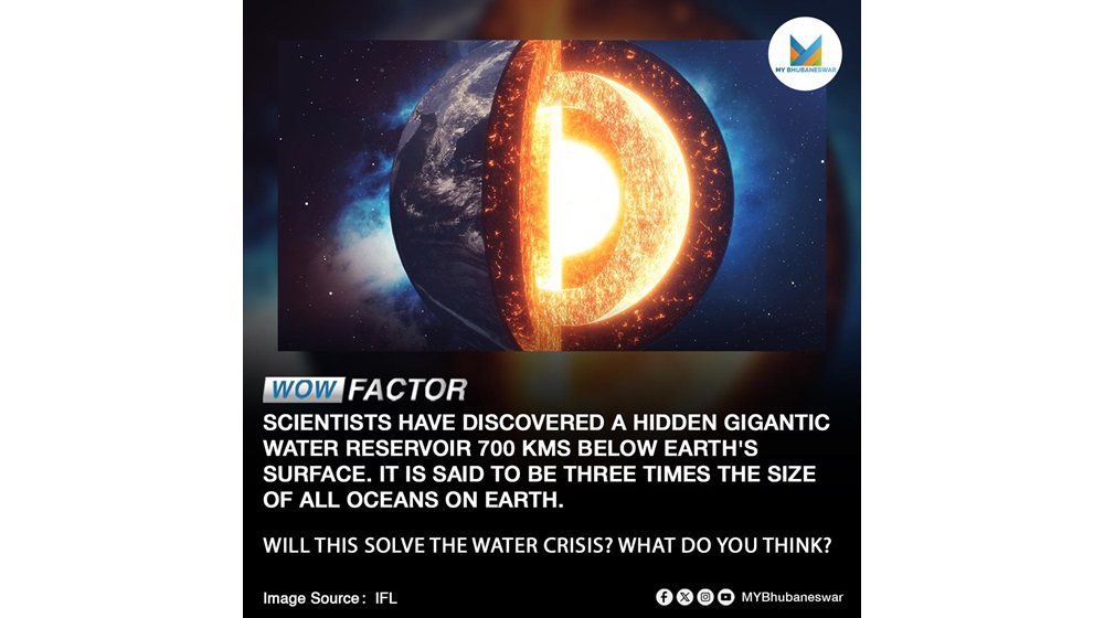 SCIENTISTS HAVE DISCOVERED A HIDDEN GIGANTIC WATER RESERVOIR 700 KMs BELOW EARTH’S SURFACE. IT IS SAID TO BE THREE TIMES THE SIZE OF ALL OCEANS ON EARTH.