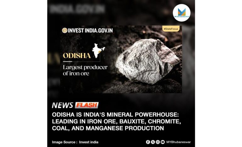 ODISHA IS INDIA’S MINERAL POWERHOUSE: LEADING IN IRON ORE, BAUXITE, CHROMITE, COAL, AND MANGANESE PRODUCTION