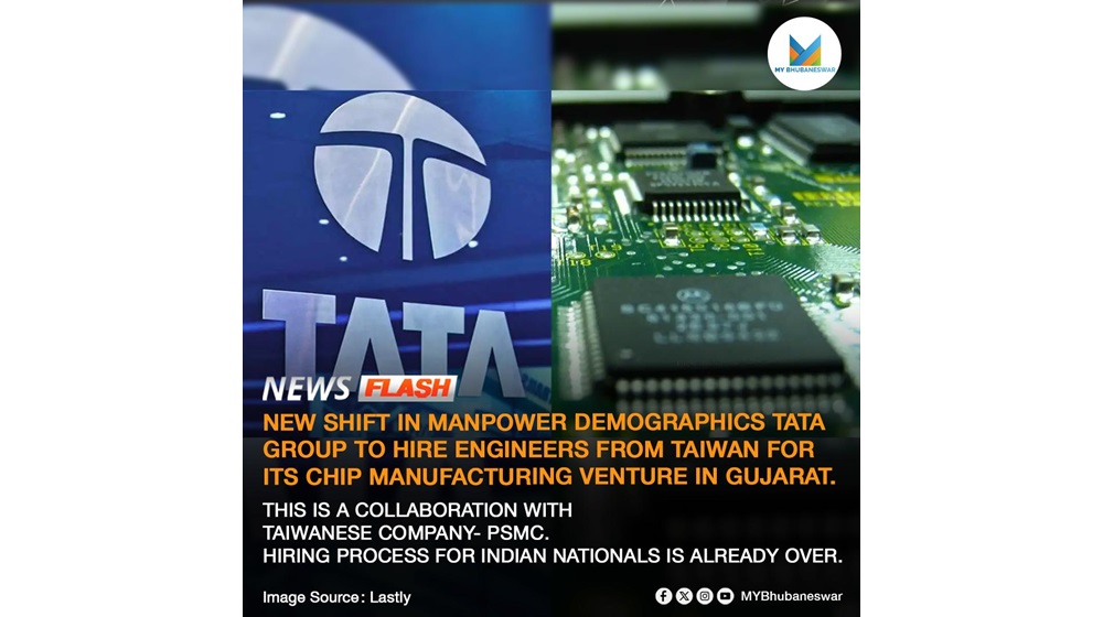 TATA GROUP LOOKING TO HIRE ENGINEERS FROM TAIWAN FOR ITS CHIP MANUFACTURING VENTURE IN GUJARAT. THIS WILL BE IN COLLABORATION WITH THE TAIWANESE MANUFACTURING COMPANY- PSMCTHIS WILL BE A NEW SHIFT IN MANPOWER DEMOGRAPHICS IN THE COUNTRY. THE HIRING PROCESS FOR INDIAN NATIONALS IS ALREADY OVER.